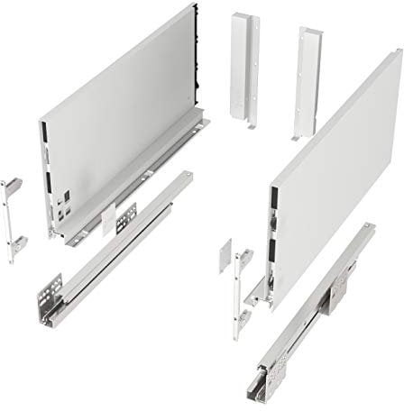 Schubkastensystem JUNKER-SLIM weiß Höhe: 199 mm Tiefe: 350 mm belastbar bis 40 Kg Soft-Close Schubladensystem mit 13 mm schlanken Schubladenzargen