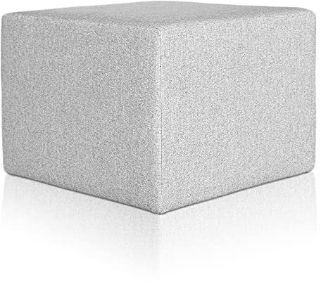 Deshome Pouf hocker Fußstütze 63x63x44 cm Wasserabweisender Stoff: Modernes Design Pouf für Sofa Wohnzimmer Schlafzimmer, Puff hocker, Pouffe Minerva Grau