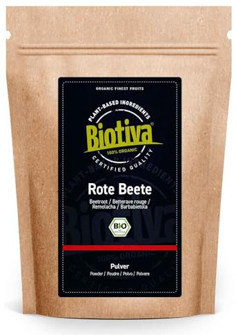 Rote Beete Pulver 250g - Ohne Zusätze - Premium Bio-Qualität - Abgepackt und zertifiziert in Deutschland - Vegan - Biotiva