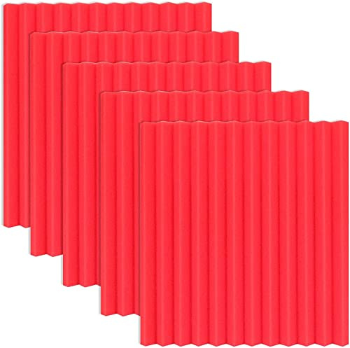 Akustikschaumstoff, 12 Stück Akustikschaumstoff Platten, 30x30x2,5cm Akustikschaumstoff Schall, Dämmung, Schallabsorbierende für Fernsehzimmer, Wandaufkleber (Farbe : Rot, Größe : 30cm/12in)