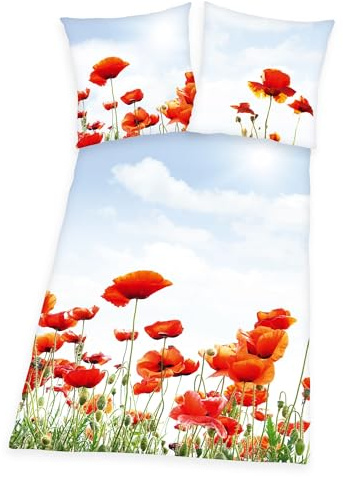Herding Bettwäsche Set 2 TLG. Mohnblumen 155x220 Übergröße