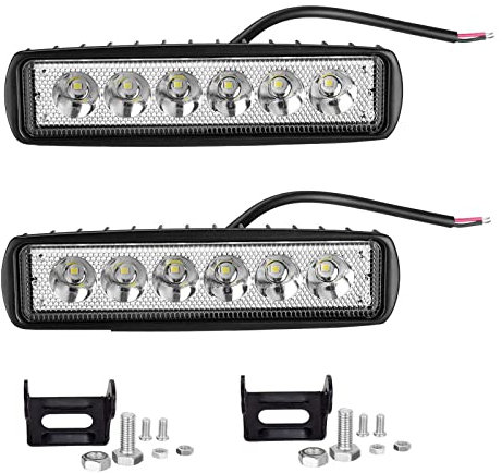 PICAA 2pcs Phare de Travail Led 6 pouces 18W, 12v 24v 6000K Blanc Projecteur LED Voiture Feux de Travail Lampe de Travail pour Camion Tracteur 4x4 ATV SUV Moto