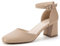 Greatonu Escarpins Bride Cheville Femme Escarpins Bloc Talons Pumps Femme Talon Haut avec Bout Fermé - Parfait pour Les Mariages et Les fêtes-EU 37-PU Nu