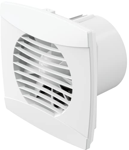 Everything Ventilation IPX5 Energy Efficient Axial Bathroom Extractor Fan with Back Draft Excluder | Wall or Ceiling Mounted | Low Profile, Silent Operation (100mm with Timer, White)