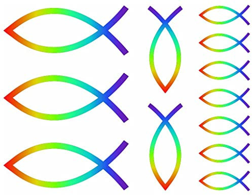 Samunshi® 11 Stück Aufkleber Christenfisch Fisch Gott Symbol - Auto Motorrad Kirche 10cm Set - Taufe Firmung Ichthy Church