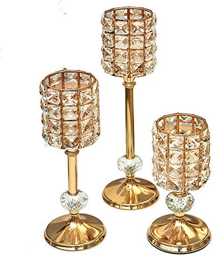 Candlestick Retro Candlestick Set Candlelight Dinner Wedding Decoration Romantic Candlestick Living Room Home Decoration Table Count Beautiful Candlestick Set Ideal for Table Settings (Brass S+M+L)