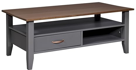 Inter Link - Couchtisch - Massivholztisch - Wohnzimmertisch - Sofatisch - Kiefer Massivholz - Spanplatte beschichtet- Artisan Eiche Optik - Anthrazit - Luzerna