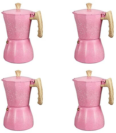 ZHIZAIHU 4X Caffettiera Latte Moka Caffettiera Moka Espresso Caffettiera Moka Caffettiera 300Ml Rosa