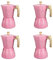 ZHIZAIHU 4X Caffettiera Latte Moka Caffettiera Moka Espresso Caffettiera Moka Caffettiera 300Ml Rosa