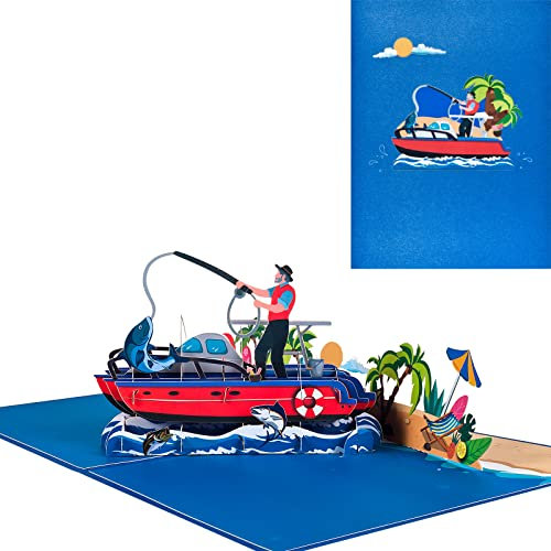 Pop Up Geburtstagskarte 3D Angeln,Abschlusskarte,Aufmunterungskarte,Klappkarte mit Umschlag