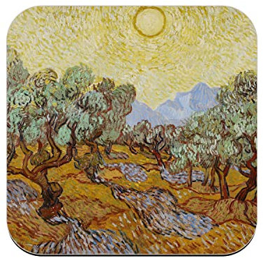 Unter Glas aus Kork – Van Gogh Oliviers Post-Impressionismus-Malerei, 1 Stück (95 x 95 mm)