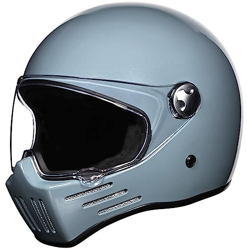 Vintage-Integral-Motorradhelm mit klarer Sonnenblende, Retro-Motorrad-Straßenfahrradhelm, Motocross-Helm, DOT/ECE-geprüft, für Männer und Frauen, Erwachsene,C,M