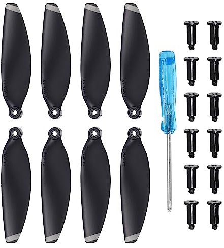 sourcing map Mini 2 Drone Propellers Drone Blades Propellers Black Silver with Screwdriver/Screw, Quick-Release, Low-Noise Propeller for DJI Mini 2 Drone, Quadcopter, Pack of 8