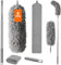 WIWJ Plumeau télescopique Lavable pour Plafond avec Tige télescopique - en Microfibre - Longueur maximale : 55-254 cm - avec Manche télescopique - pour Plafond Haut - Tissage d'araignée (5 Gris)