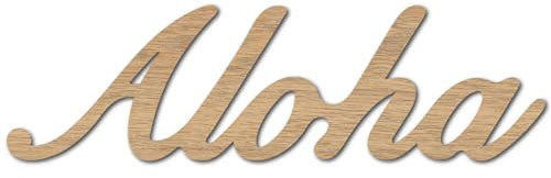 CREATCABIN Aloha,Lasergeschnittenes Holz-Buchstabenschild,Wanddekoration,Ausschnitte,Unvollendete Holzschilder,Wandkunst,Lindenholz,Hängende Skulptur,Dekoration Für Malerei,Handwerk,Heimwerken,30x12cm