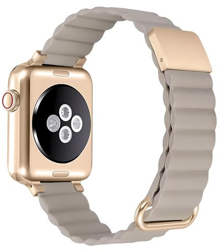 Bandable Kompatibel mit Apple Watch, veganes Leder, iWatch-Armband, 38 mm, 40 mm, 41 mm, 42 mm, 44 mm, 45 mm, 49 mm, iWatch-Armband für Damen und Herren, iWatch-Armband (Sternenlicht, 42/44/45/49 mm)