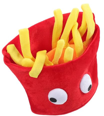 ibasenice Pommes-frites-hut Pommes-frites-kostüm Pommes-frites-neuheitshut Neuheit-food-hut Kopfbedeckung Lustig Erwachsene Pommes-frites-food-hut Osterparty Tuch Lebensmittel Bilden