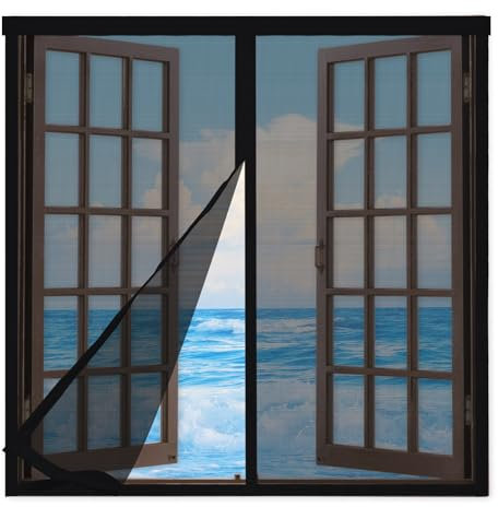 Mosquitera Ventana Magnética 90x100cm,Cortinas Mosquiteras para Ventanas Corredera con Imanes,Entre Aire Fresco,Mantiene Insectos, Moscas y Mosquitos Fuera,Negro
