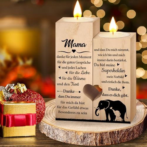 Muttertagsgeschenk für Mama Geschenk Kerze, Geschenke für Mama zum Geburtstag Weihnachten Muttertag Kerzenhalter Personalisiert Kerzenständer, Geburtstagsgeschenk Kerzen