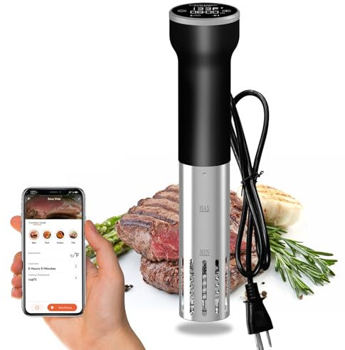 Sous Vide - Cocina Wifi, circulador de inmersión para Sous-Vide, cocina Suvee, máquina de Sous Vide con libro de cocina, temperatura y temporizador de precisión, 1000 W, sin ruido, resistente al agua