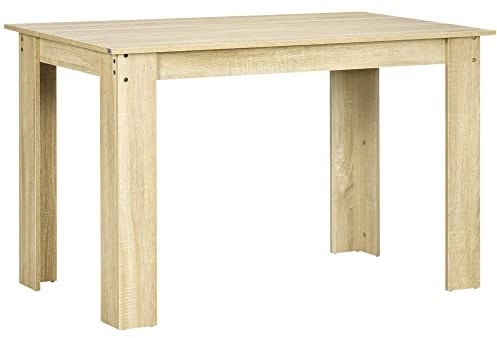 HOMCOM Table à Manger rectangulaire pour 4 à 6 Personnes, Table de Cuisine, 120 x 69 x 75 cm, Style Moderne, Pieds triangulaires Plus Stable, chêne