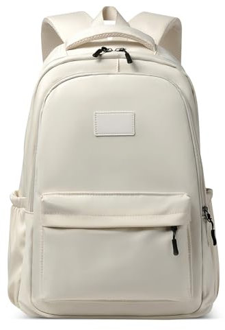 CUURODY Hombre Mochila Grande Chico Mochila Escolares Portatil 15.6 Pulgadas Mochila Impermeable Nylon Casual Backpack Universidad Viaje Negocios Daypack Blanco