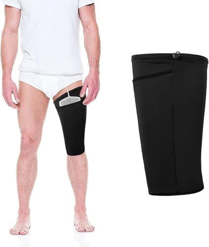 Katheter-Beinbeutelhalter, Katheter-Ärmel, Urin-Beinbeutel, Harninkontinenz Katheter Zubehör Verstellbar mit Praktischer Tasche,Katheter Zubehör (Schwarz, L)