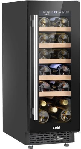20 Bottle 30cm Built-in Slim Line Wine Cooler Fridge - LED Backlit Black