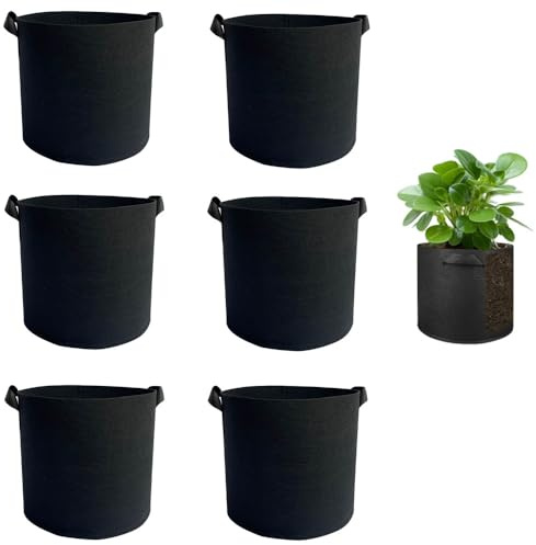 CuiCanfla Pflanzsack aus Vliesstoff, 6 Stück, 3 Gallonen, für Tomaten, Kartoffeln, Gemüse, Garten, Blumen, Balkon, Gewächshaus