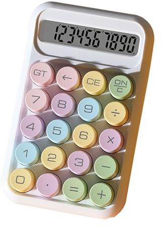 Mechanischer Drucktastenrechner, 10-stelliges LCD-Display, Tragbarer Grundrechner, Bunter Süßigkeiten-Rechner, Schreibtischrechner für Buchhalter für Büro, Schule, Geschenke Zum
