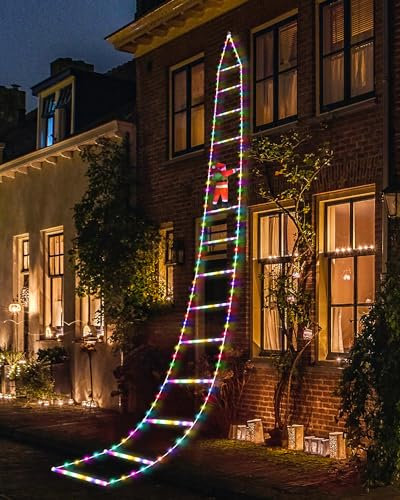MILFECH LED Weihnachtsmann Leiter Lichterkette 3M RGB LED Weihnachtsbeleuchtung, 8 Modi Weihnachtsdeko-Lichter für Fenster, Garten, Haus