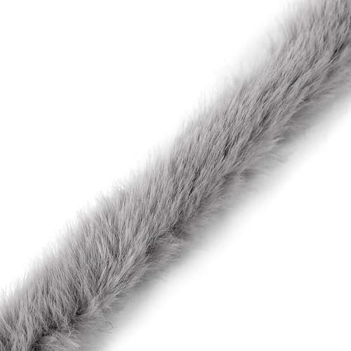 Fellborte ab 1m x 2 cm Meterware Fellbesatz Kunstfell Kunstpelz Fellstrang Fellstoff, Farbe:hellgrau