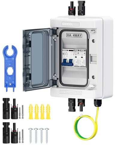 DIHOOL DC überspannungsschutz PV Anlage Solar Anschlusskasten für 2 * 600W Solarmodule Balkonkraftwerk, DC Trennschalter 40A 1000V