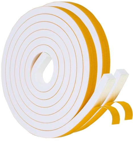 Dichtungsband Selbstklebend Türdichtung für Türen Fenster, 10mm(B) x10mm(D)/4m(L) Schaumstoffband Gummidichtung für Kollision Siegel Schalldämmung Weiß