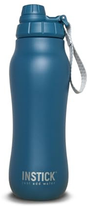 INSTICK Isolierflasche Navy 1.2 L – Edelstahl-Wasserflasche mit Trageschlaufe, auslaufsicher für heiße & kalte Getränke, ideal für Fitnessstudio, Schule, Büro und Reisen