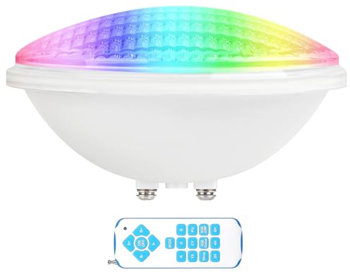 KWODE RGB Poolbeleuchtung, 54W PAR56 Pooscheinwerfer Timing 2/4/6H avec télécommande, LED Lampe de piscine IP68 imperméable, 12V AC/DC