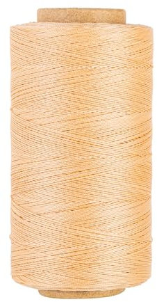 KIVISIN Cordoncino cerato sottile in 100% poliestere, 0,45 mm, 500 metri, 3 strati, per cucito su pelle, fai da te, tappezzeria, micro macramè, creazione di gioielli, perline, micro intrecci - beige