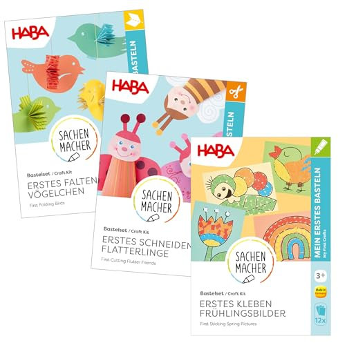 HABA XXL Frühlings-Bastelset – Perfekt für kleine Bastelanfänger: Frühlingsmotive wie Bienen & Vögel zum Schneiden, Kleben & Falten – Frühlingsdeko für Kinder ab 3 Jahren – 2013010