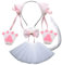 Costume per gatti per ragazze 1 set di dimensioni medie bianche Il costume da gatto include orecchie, coda, bowtie, gonna e guanti, costume da gatto adorabile per il vestito, Halloween, regali per ra