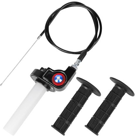 EXLECO Schnellgasgriff Motorrad Gasgriff Set 22mm Aluminium Gaszuggriff mit 1.2M Kabel & Griffe Lenkergriffe Quick Turn Twist Gaszug Kit Kurzhubgasgriff Motoflow für 50cc-200cc Motocross ATV Dirt Bike