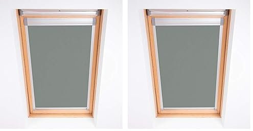 Bloc Skylight Blind for Velux Roof Windows Blockout, Pewter, C04, 73 x 37 cm (Pack of 2)