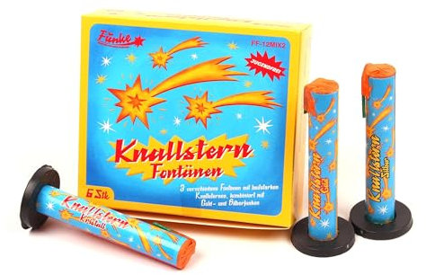 Vama Feuerwerk Fontänen Set Knallstern – 6-teiliges Jugendfeuerwerk mit Gold- & Silberfunken – kleine Fontänen für Geburtstag, Hochzeit, Party & Silvester