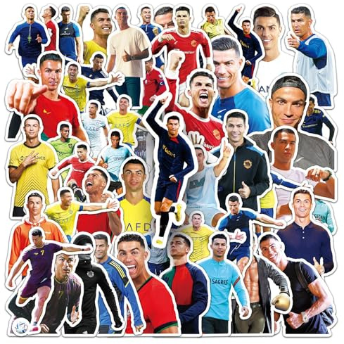 Fußball Sticker Set, 50 Stück, Sportler in verschiedenen Trikots und Posen, Selbstklebende Aufkleber