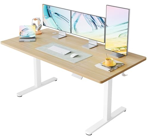 HUANUO Höhenverstellbarer Schreibtisch 160 x 80 cm, 4 Speicherhöheneinstellungen, Elektrischer Schreibtisch für Home Office & Computer-Arbeitsplatz