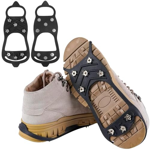 Spikes für Schuhe Winter, Spikes Schuhe Schuhkrallen mit 8 Zähne, Schuhspikes, Anti Rutsch Schuhkralle mit Edelstahl Spikes, Klampen Schuhe Spikes für Wandern, Schnee, EIS, Trekking