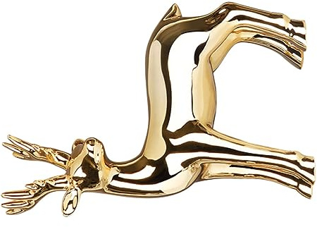 DOITOOL Leicht Luxuriöse Keramik REH Figur Gold Plattiert Edle Wohnaccessoires Deko für Wohnzimmer und Weinregal Moderne Dekoration für Sideboard und Büro