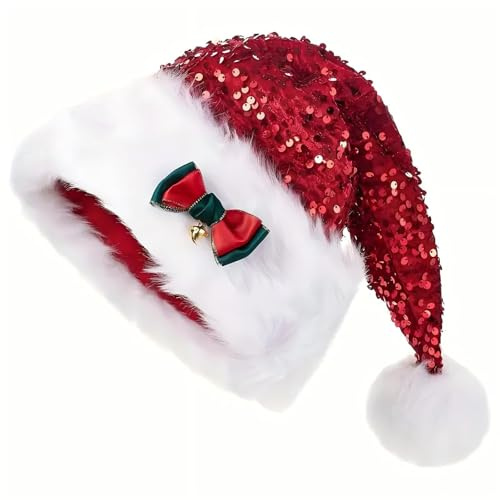 Generisch Weihnachtsmütze Nikolausmütze Damen Herren plüsche weihnachtsmann mütze Erwachsene Kinder Baby Rote Santa Mütze Bequemes Dicker Klassischer nikolaus mütze aus Samt