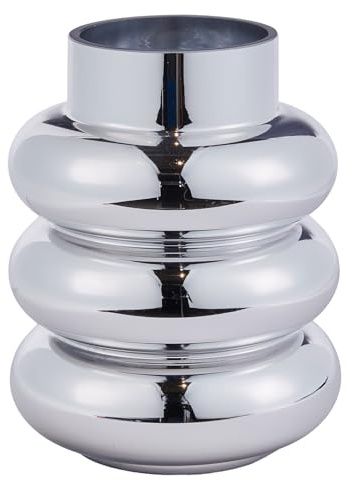 BUTLERS Blumenvase ø 15 cm H 20 cm Glas Dekovase - Hoop - | Silber - Glasvase für mittlere Blumenarrangements - Dekoration für Fensterbank - Tischvase für Esstisch & Tischdeko