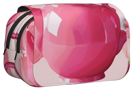 ULKMFFCF Trousse à crayons double couche avec imprimé floral et plantes pour étudiants, fournitures scolaires, organisateur de voyage, Théière, Taille unique, Cartable