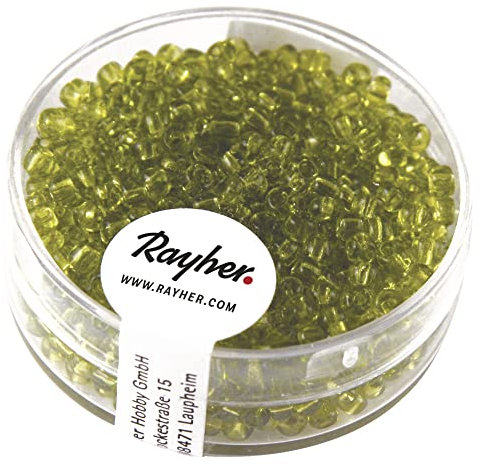Rayher 1405711 rocailles, 2,6 mm ø, transparent, boîte 17 g, est-à -dire Vert
